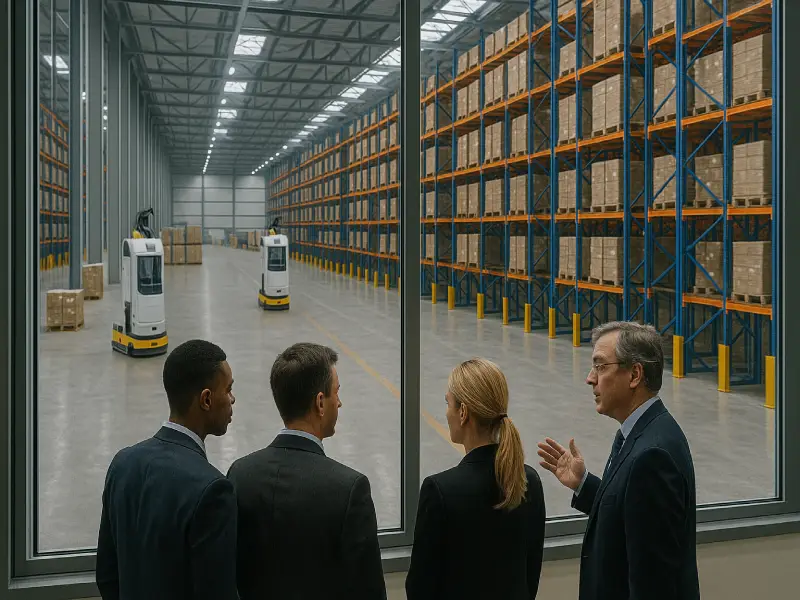 investisseurs en négociation pour un entrepot automatisé